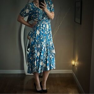 Knox Rose Perfect Summer Dress Floral Midi - Women's Wrap Style Medium